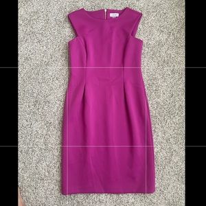 Calvin Klein Fuchsia Cap-Sleeve Midi Sheath Dress